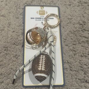 Gold and Silver Football Bag Charm Keychain